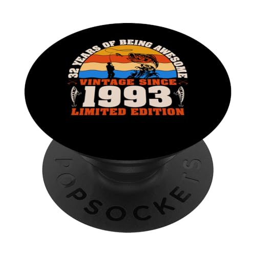 Vintage 32. Geburtstag 32 Jahre alte Angelfreunde Geboren 1993 PopSockets Klebender PopGrip von GTee Vintage 32nd Birthday Version 2025