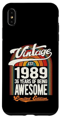 Hülle für iPhone XS Max 36 Years Of Awesome Born 1989, limitierte Auflage, 36. Geburtstag von GTee Vintage 36th Birthday Version 2025