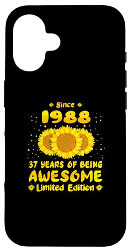 Hülle für iPhone 16 37. Geburtstag: 37 Jahre Awesome Sunflower Lover, geboren 1988 von GTee Vintage 37th Birthday Version 2025