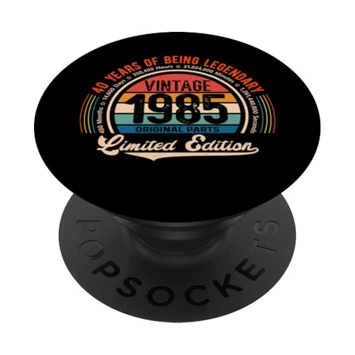 40. Geburtstag von Vintage, 40 Jahre legendär, geboren 1985 PopSockets Klebender PopGrip von GTee Vintage 40th Birthday Version 2025