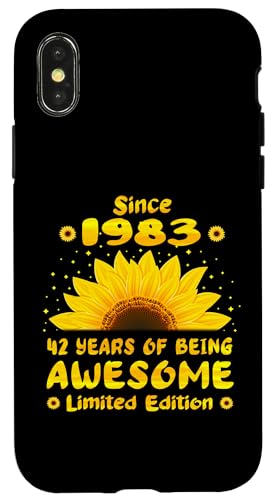 Hülle für iPhone X/XS 42. Geburtstag 42 Jahre alte Sonnenblumenliebhaber Mädchen geboren 1983 von GTee Vintage 42nd Birthday Version 2025