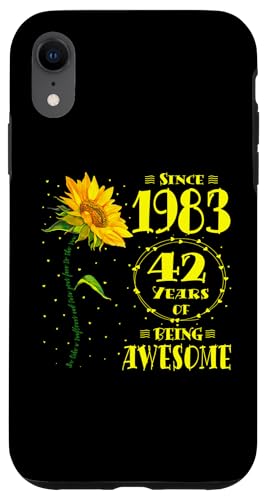 Hülle für iPhone XR 42. Geburtstag Fantastische 42-jährige Sonnenblumenliebhaber, geboren 1983 von GTee Vintage 42nd Birthday Version 2025