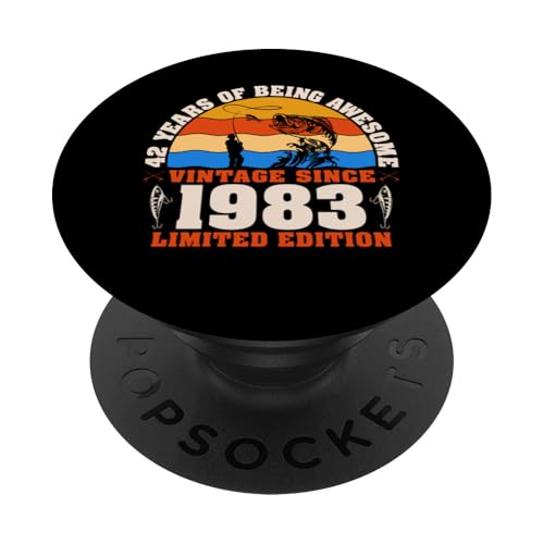 Vintage 42. Geburtstag 42 Jahre alte Angelfreunde Geboren 1983 PopSockets Klebender PopGrip von GTee Vintage 42nd Birthday Version 2025