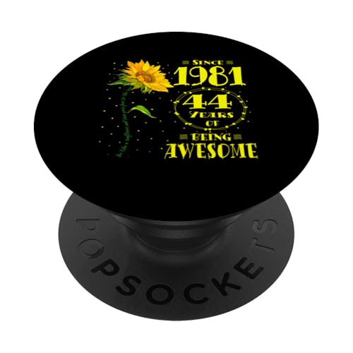 44. Geburtstag Fantastische 44-jährige Sonnenblumenliebhaber, geboren 1981 PopSockets Klebender PopGrip von GTee Vintage 44th Birthday Version 2025