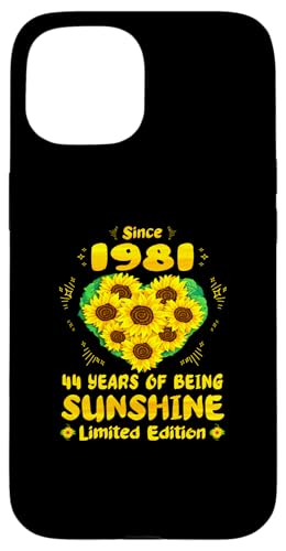 Hülle für iPhone 15 44. Geburtstag: 44 Jahre Sunshine Sunflower Lover, geboren 1981 von GTee Vintage 44th Birthday Version 2025