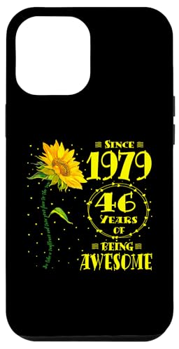 Hülle für iPhone 12 Pro Max 46. Geburtstag Fantastische 46-jährige Sonnenblumenliebhaber, geboren 1979 von GTee Vintage 46th Birthday Version 2025