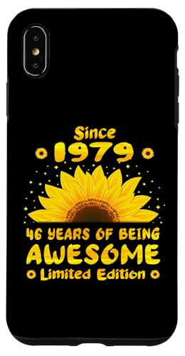 Hülle für iPhone XS Max 46. Geburtstag 46 Jahre alte Sonnenblumenliebhaber Mädchen geboren 1979 von GTee Vintage 46th Birthday Version 2025