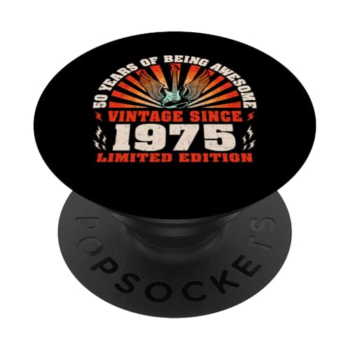 50. Geburtstag: 50-jähriger Gitarrist Guitar Lovers, geboren 1975 PopSockets Klebender PopGrip von GTee Vintage 50th Birthday Version 2025