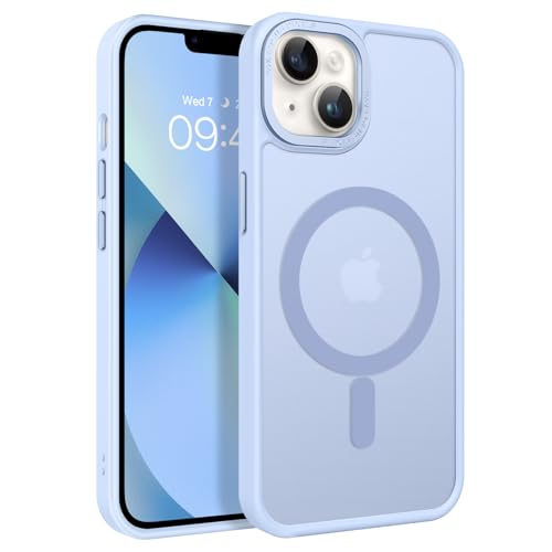 GUAGUA Magnetisch Handyhülle für iPhone 13 Mini Hülle [Kompatibel mit MagSafe] Matt Stoßfest Rückseite Durchscheinende Schutzhülle Case für iPhone 13 Mini (5,4'') Himmelblau von GUAGUA