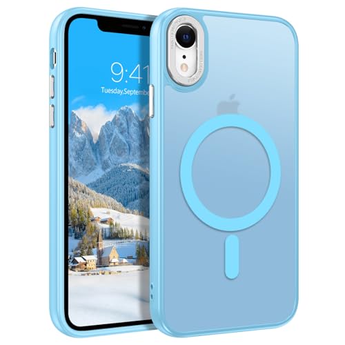 GUAGUA Magnetisch Hülle für iPhone XR [Kompatibel mit MagSafe] Matt Handyhülle Stoßfest Durchscheinende Rückseite Dünn Schutzhülle Case für iPhone XR (6,1 Zoll) Hellblau von GUAGUA