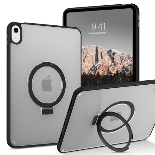 GUAGUA Schutzhülle für iPad 10. Generation, iPad 10.9 2022, magnetisch, faltbarer Ständerring, durchscheinend, matt, dünn, Anti-Gelb, stoßfest, Schutzhülle für iPad 10. Generation 27,7 cm, Schwarz von GUAGUA