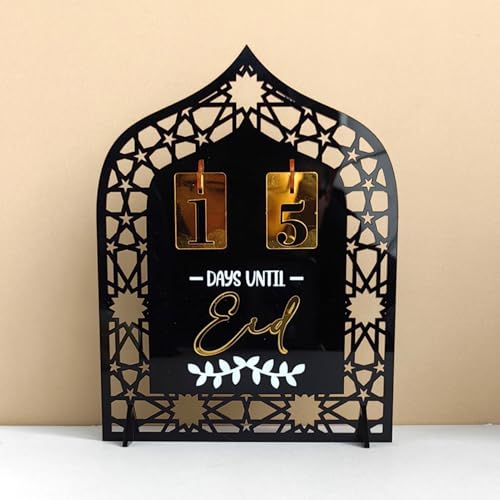 Ramadan Deko Eid Mubarak Adventskalender, Acryl Eid Kareem Countdown für Haus Büro Tischdekorationen, DIY Eid Mubarak Ramadan Dekoration, Ramazan Kalender für Islamische Muslimische (B-Schwarz) von GUAHKUN