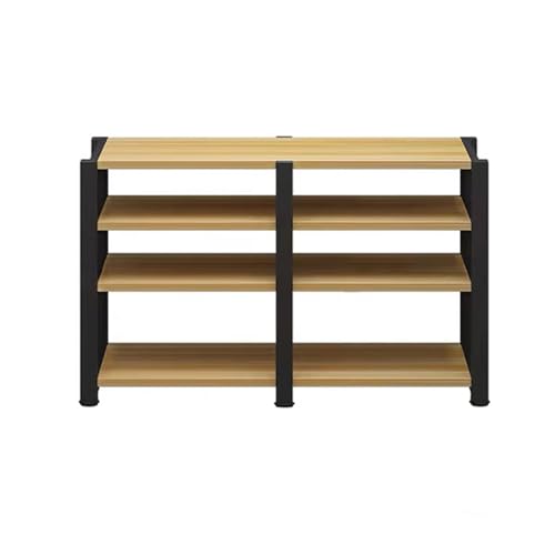 GUAWJRZDP Hi Fi Rack, Hi Fi Regal Mit Großem Stauraum, Offenes Audio Rack Hi Fi Regal, Record Player Stand mit Rutschfester Fußauflage, Phonoschrank for Das Wohnzimmer, Länge 120 Cm(Wood Color,4-tier) von GUAWJRZDP