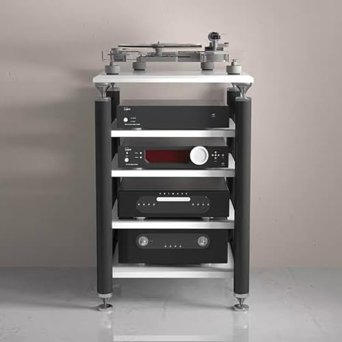 GUAWJRZDP Hi Fi Regal, Record Player Stand mit Verstellbaren Regalen, Offenes Phonoschrank, Hi Fi Rack mit Stoßdämpfenden Füßen, Audio Rack Hi Fi Regal for Unterhaltung, for Das Home Office(Black colu von GUAWJRZDP