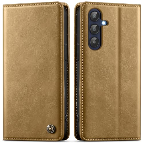 GUCASBE Handyhülle für Samsung Galaxy A25 Hülle, Premium Lederhülle Klappbar Flip Case RFID Schutzhülle Magnet Kartenfach Standfunktion Klapphülle Handytasche für Samsung Galaxy A25 Hülle - Ingwer von GUCASBE