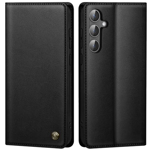 Handyhülle für Samsung Galaxy S24 Hülle Schutzhülle für Galaxy S24 Premium PU Lederhülle Wallet Flip Case Tasche Magnet Kartenfach Standfunktion Klappbar für Samsung S24 Hülle, Schwarz von GUCASBE