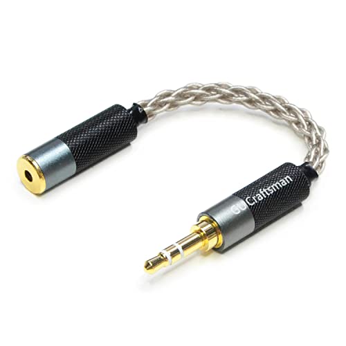 GUCraftsman 3,5mm Stereo Stecker auf 2,5mm symmetrische Buchse, tragbares Kopfhörer Adapterkabel, 6N Einkristall Silber Kopfhöreranschluss Konvertierungskabel von GUCraftsman