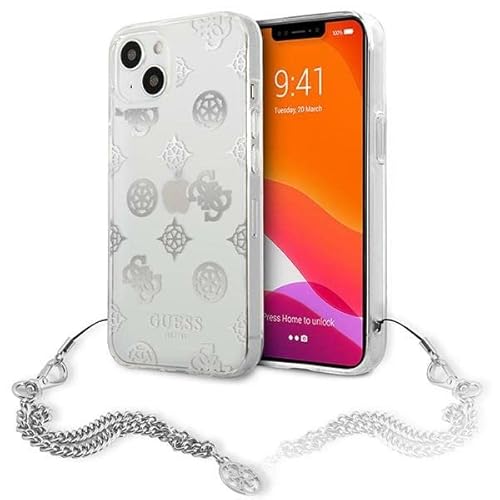 Guess GUHCP13SKSPESI Hülle für iPhone 13 Mini 5,4" Silber Peony Chain Collection von GUESS