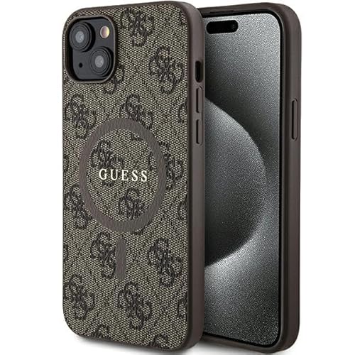 Guess GUHMP15MG4GFRW Hülle für iPhone 15 Plus / 14 Plus 6.7" braun hardcase 4G Collection Leather Metal Logo von Guess