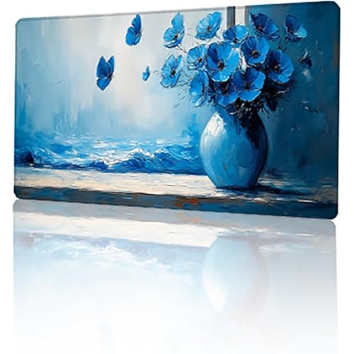 Blau Mauspad, Gänseblümchen Gaming Mauspad XXL 1000 x 500 x 3 mm Mousepad, Rutschfeste Gummibasis Schreibtischunterlage, Vernähte Kanten Mauspad Groß, Wasserdicht Mauspad für PC Home Office T-5894 von GUKUGEKO