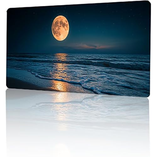 Blau Mauspad, Meer Gaming Mauspad XXL 100 x 50 cm Mousepad, Rutschfeste Gummibasis Schreibtischunterlage, Vernähte Kanten Mauspad Groß, Wasserdicht Mauspad für PC Home Office Deko Geschenk T-5878 von GUKUGEKO