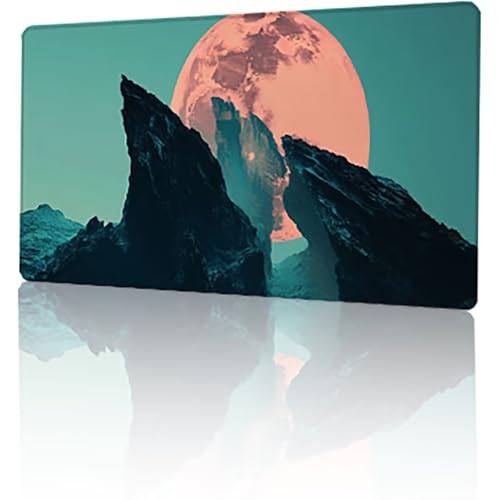 Blau Mauspad, Mond Gaming Mauspad XXL 1200x600x3mm Mousepad, rutschfeste Gummibasis Schreibtischunterlage, Vernähte Kanten Mauspad Groß, Wasserdicht Mauspad für PC Home Office Deko Geschenk T-2647 von GUKUGEKO