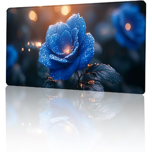 Blau Mauspad, Rose Gaming Mauspad XXL 1200 x 600 x 3 mm Mousepad, rutschfeste Gummibasis Schreibtischunterlage, Vernähte Kanten Mauspad Groß, Wasserdicht Mauspad für PC Home Office Geschenk T-135 von GUKUGEKO