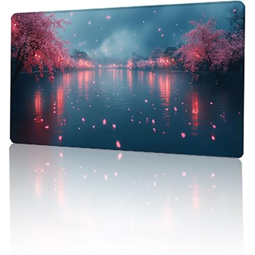 Blau Mauspad, See Gaming Mauspad XXL 900x400x3mm Mousepad, rutschfeste Gummibasis Schreibtischunterlage, Vernähte Kanten Mauspad Groß, Wasserdicht Mauspad für Geschenk PC Home Office Geschenk T-149 von GUKUGEKO