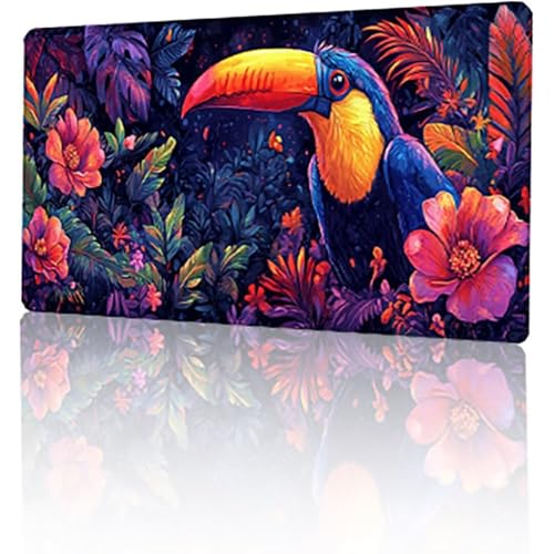 Farbe Mauspad, Papagei Gaming Mauspad XXL 120 x 60 cm Mousepad, rutschfeste Gummibasis Schreibtischunterlage, Vernähte Kanten Mauspad Groß, Wasserdicht Mauspad für PC Home Office Geschenk T-1175 von GUKUGEKO