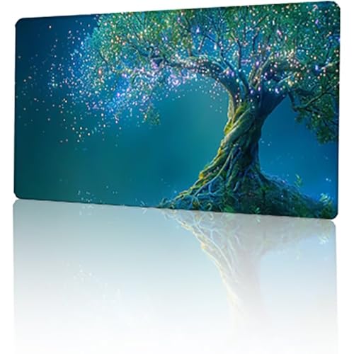 Gaming Mauspad Blau Mousepad XXL 100 x 50 cm, Baum Mausepad Groß mit Rutschfeste Gummibasis, Vernähte Kanten Desk Mat für PC Home Office Tastatur, Verbessert Präzision und Geschwindigkeit T-5758 von GUKUGEKO