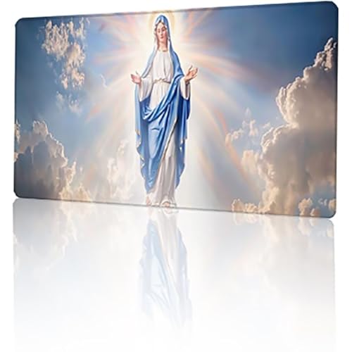 Gaming Mauspad Blau Mousepad XXL 1000 x 500 x 3 mm, Jungfrau Maria Mausepad Groß rutschfeste Gummibasis, Vernähte Kanten Desk Mat für PC Home Office, Verbessert Präzision und Geschwindigkeit T-4718 von GUKUGEKO