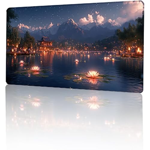 Gaming Mauspad Blau Mousepad XXL 1200x600x3mm, Berg Mausepad Groß mit rutschfeste Gummibasis, Vernähte Kanten Desk Mat für PC Home Office Tastatur, Verbessert Präzision und Geschwindigkeit T-4591 von GUKUGEKO