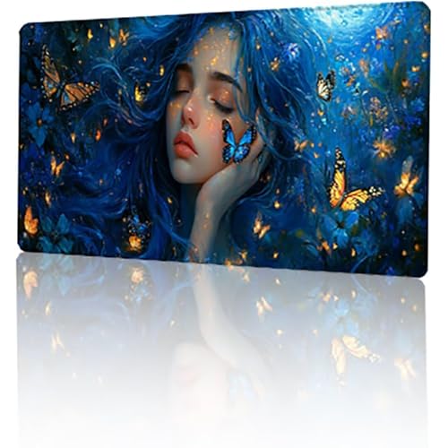 Gaming Mauspad Blau Mousepad XXL 60 x 30 cm, Mädchen Mausepad Groß mit Rutschfeste Gummibasis, Vernähte Kanten Desk Mat für PC Home Office Tastatur, Verbessert Präzision und Geschwindigkeit T-6090 von GUKUGEKO