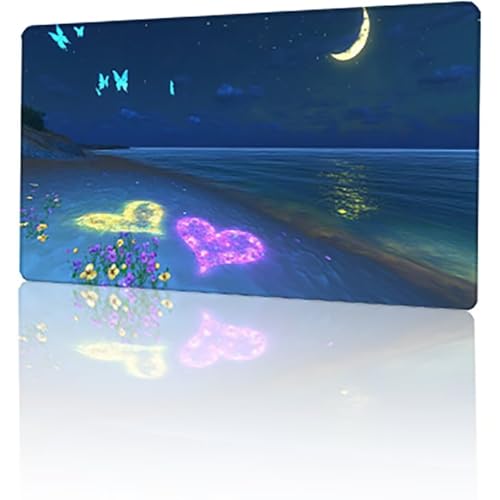 Gaming Mauspad Blau Mousepad XXL 60 x 30 cm, Strand Mausepad Groß mit rutschfeste Gummibasis, Vernähte Kanten Desk Mat für PC Home Office Tastatur, Verbessert Präzision und Geschwindigkeit T-474 von GUKUGEKO