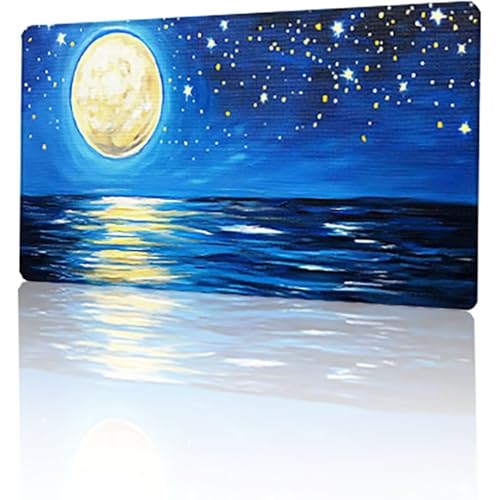 Gaming Mauspad Blau Mousepad XXL 600x300x3mm, Mond Mausepad Groß mit rutschfeste Gummibasis, Vernähte Kanten Desk Mat für PC Home Office Tastatur, Verbessert Präzision und Geschwindigkeit T-362 von GUKUGEKO