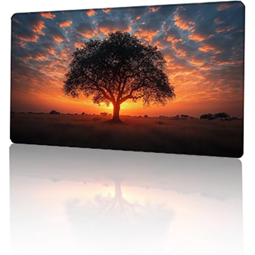 Gaming Mauspad Gelb Mousepad XXL 1000 x 500 x 3 mm, Baum Mausepad Groß mit Rutschfeste Gummibasis, Vernähte Kanten Desk Mat für PC Home Office Tastatur, Verbessert Präzision und Geschwindigkeit T-2990 von GUKUGEKO