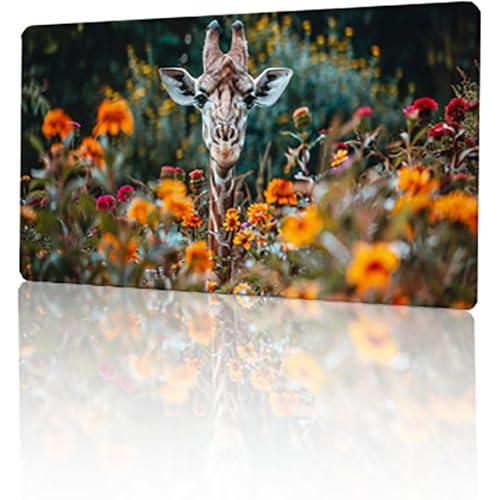 Gaming Mauspad Gelb Mousepad XXL 120 x 60 cm, Giraffe Mausepad Groß mit rutschfeste Gummibasis, Vernähte Kanten Desk Mat für PC Home Office Tastatur, Verbessert Präzision und Geschwindigkeit T-5183 von GUKUGEKO