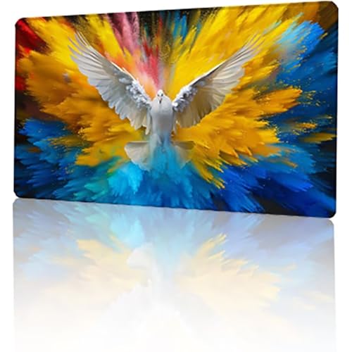 Gaming Mauspad Gelb Mousepad XXL 80 x 30 cm, Vogel Mausepad Groß mit Rutschfeste Gummibasis, Vernähte Kanten Desk Mat für PC Home Office Tastatur, Verbessert Präzision und Geschwindigkeit T-5996 von GUKUGEKO