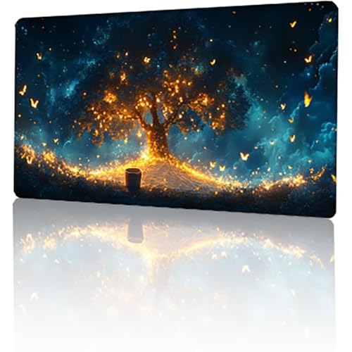 Gaming Mauspad Lebensbaum Mousepad XXL 1000x500x3mm, Blau Mausepad Groß rutschfeste Gummibasis, Vernähte Kanten Desk Mat für PC Home Office Tastatur, Verbessert Präzision und Geschwindigkeit T-2334 von GUKUGEKO