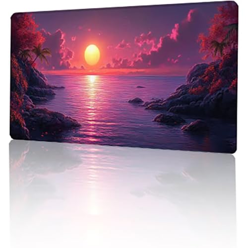 Gaming Mauspad Lila Mousepad XXL 120 x 60 cm, Sonnenuntergang Mausepad Groß rutschfeste Gummibasis, Vernähte Kanten Desk Mat für PC Home Office Tastatur, Verbessert Präzision und Geschwindigkeit T-95 von GUKUGEKO