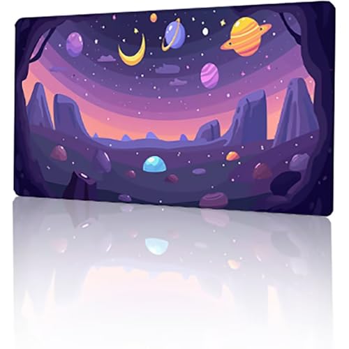 Gaming Mauspad Lila Mousepad XXL 60 x 30 cm, Mond Mausepad Groß mit rutschfeste Gummibasis, Vernähte Kanten Desk Mat für PC Home Office Tastatur, Verbessert Präzision und Geschwindigkeit T-7386 von GUKUGEKO