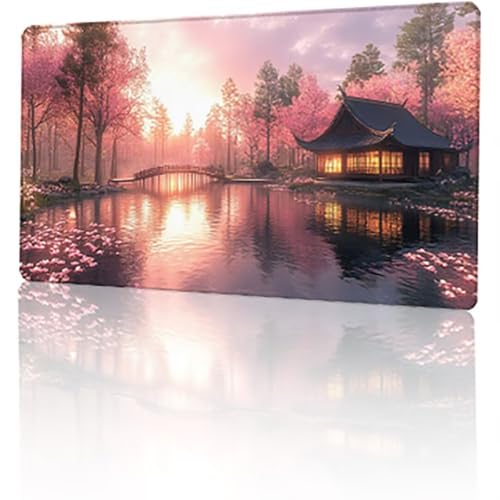 Gaming Mauspad Rosa Mousepad XXL 60 x 30 cm, See Mausepad Groß mit Rutschfeste Gummibasis, Vernähte Kanten Desk Mat für Geschenk Home Office Tastatur, Verbessert Präzision und Geschwindigkeit T-6570 von GUKUGEKO