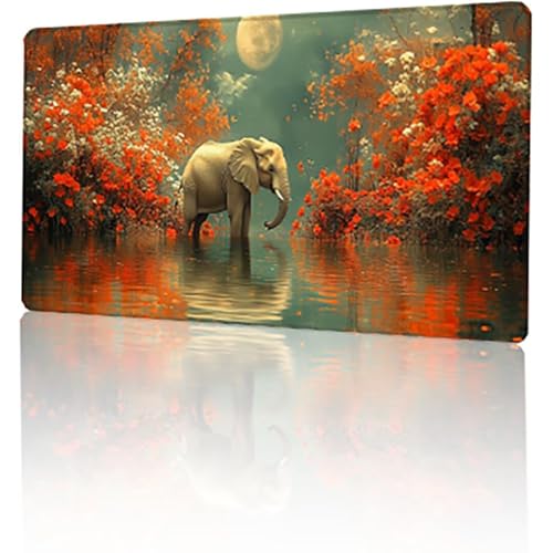 Gaming Mauspad Rot Mousepad XXL 1000 x 500 x 3 mm, Elefant Mausepad Groß rutschfeste Gummibasis, Vernähte Kanten Desk Mat für PC Home Office Tastatur, Verbessert Präzision und Geschwindigkeit T-2702 von GUKUGEKO