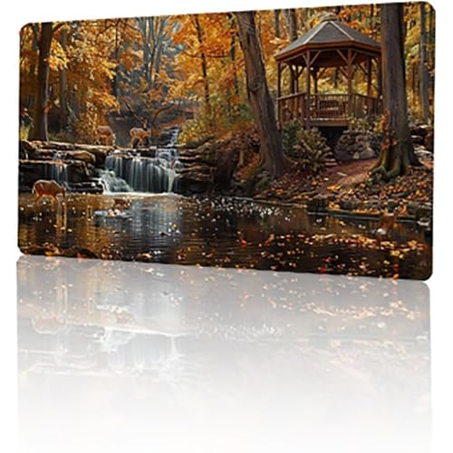 Gelb Mauspad, Baum Gaming Mauspad XXL 80 x 30 cm Mousepad, rutschfeste Gummibasis Schreibtischunterlage, Vernähte Kanten Mauspad Groß, Wasserdicht Mauspad für PC Home Office Deko Geschenk T-4484 von GUKUGEKO