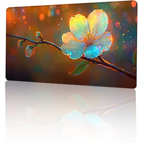 Gelb Mauspad, Blume Gaming Mauspad XXL 1000x500x3mm Mousepad, rutschfeste Gummibasis Schreibtischunterlage, Vernähte Kanten Mauspad Groß, Wasserdicht Mauspad für PC Home Office Deko Geschenk T-198 von GUKUGEKO