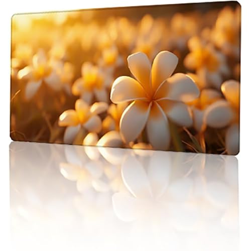 Gelb Mauspad, Blume Gaming Mauspad XXL 600x300x3mm Mousepad, rutschfeste Gummibasis Schreibtischunterlage, Vernähte Kanten Mauspad Groß, Wasserdicht Mauspad für PC Home Office Deko Geschenk T-386 von GUKUGEKO