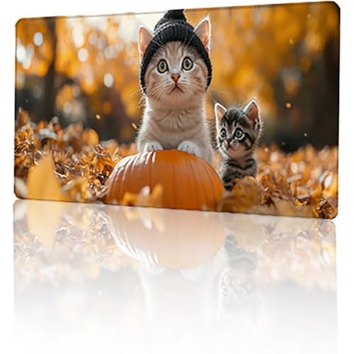 Gelb Mauspad, Herbst Gaming Mauspad XXL 800 x 300 x 3 mm Mousepad, Rutschfeste Gummibasis Schreibtischunterlage, Vernähte Kanten Mauspad Groß, Wasserdicht Mauspad für PC Home Office Geschenk T-6372 von GUKUGEKO