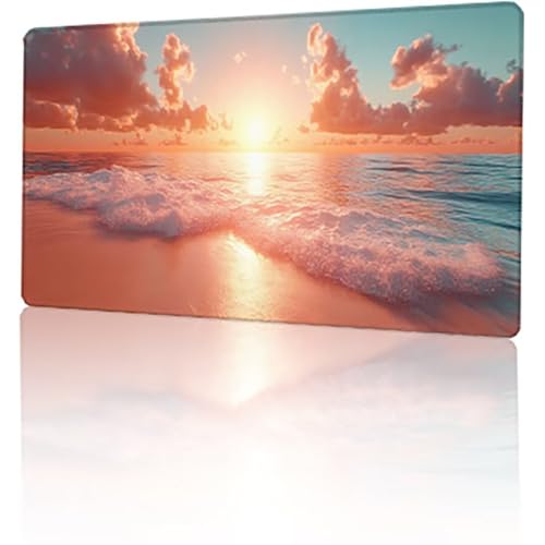 Gelb Mauspad, Sonnenuntergang Gaming Mauspad XXL 1200x600x3mm Mousepad, rutschfeste Gummibasis Schreibtischunterlage, Vernähte Kanten Mauspad Groß, Wasserdicht Mauspad für Home Office Geschenk T-7303 von GUKUGEKO