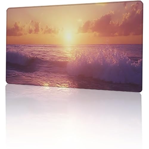 Gelb Mauspad, Sonnenuntergang Gaming Mauspad XXL 900 x 400 x 3 mm Mousepad, rutschfeste Gummibasis Schreibtischunterlage, Vernähte Kanten Mauspad Groß, Wasserdicht Mauspad für PC Home Office T-229 von GUKUGEKO