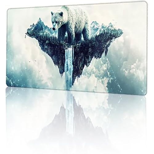 Grau Mauspad, Bär Gaming Mauspad XXL 90 x 40 cm Mousepad, rutschfeste Gummibasis Schreibtischunterlage, Vernähte Kanten Mauspad Groß, Wasserdicht Mauspad für Geschenk PC Home Office Geschenk T-501 von GUKUGEKO